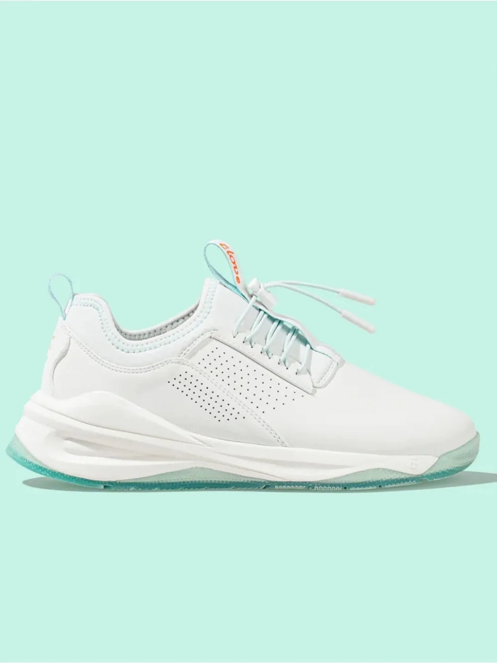 CLOVE Women's White Athletic Sneakers with Mint Accents - Lightweight Comfort - Picture 1 of 7